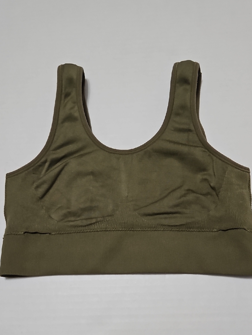 aerie Olive Ribbed Scoop Sports Bra Size L Junior - Picture 3 of 6
